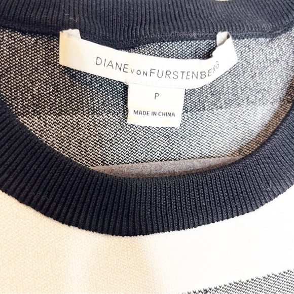 Diane von Furstenberg Renee Colorblock Drop-Waist Black Gray Knit Dress - Picture 4 of 5